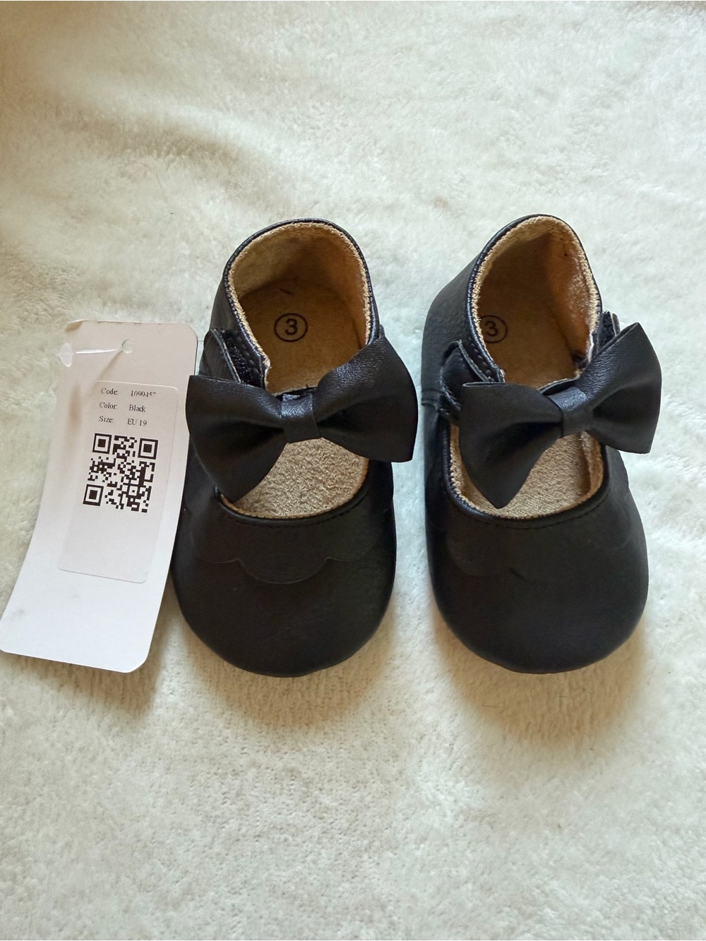 Infant Black Bow Mary Jane Baby Walker Shoes